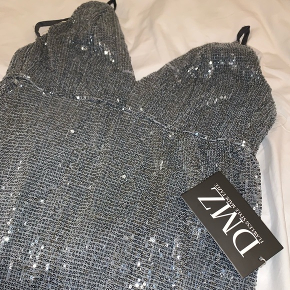 Silver Homecoming/Prom Dress FROZEN HEART' SEQUIN - Picture 2 of 7